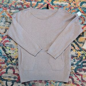 Venti6 taupe tan scoop rolled neck long sleeve pullover sweater M NWOT